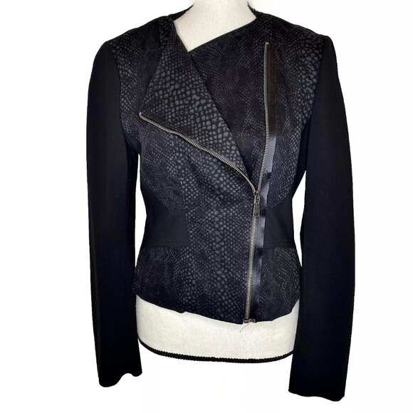 Elie Tahari Jackets & Blazers - Elie Tahari Python Pattern Vegan Suede Cropped Moto Jacket Women Sz M EUC